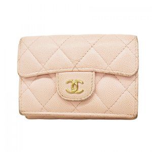 Chanel Matelasse Caviar Leather Tri-fold Wallet, Pink, Women's